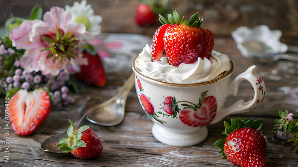 strawberry mousse dessert , generative ai strawberry mousse dessert , generative ai
