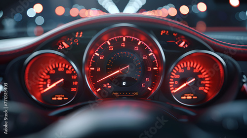 Driving in Overdrive Rev Up Fuel gauge showing the increasing prices of gasoline Traffic Jam on Motorway viewed from the drivers seat, Generative Ai