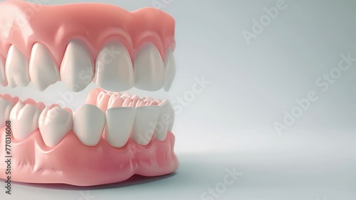 Human teeth on background. Dentistry and orthodontics concept. photo