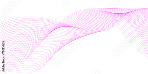 Vector wavy pink lines flowing smooth curve gradient color on transparent background in concept of technology, science, music, sound, banner, poster, modern.