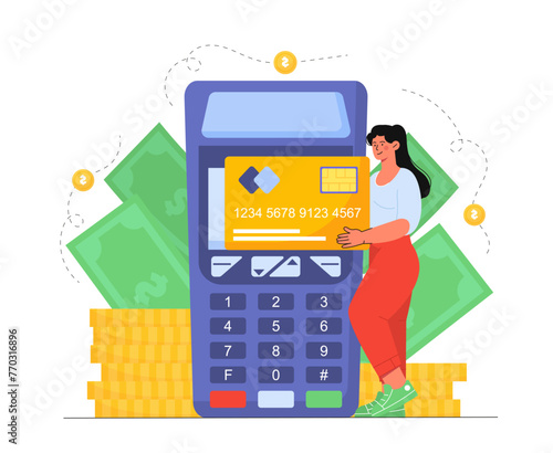 Woman with credit card vector