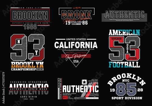 Set typography vector for print t shirt and hoodie apparel design, american streetwear t-shirt design,urban t-shirt designs bundle, american poster graphic geometry, stock vector, american merchandise