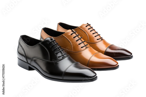 Brown and Black Shoes on White Background. On a White or Clear Surface PNG Transparent Background.