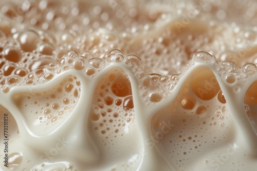 Foam from airy milk chocolate. macro photo