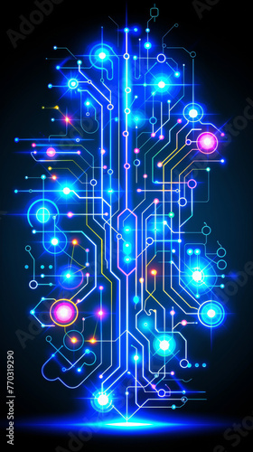 A colorful, glowing, and abstract image of a circuit board. The image is a representation of the complex and intricate nature of technology and the interconnectedness of its components