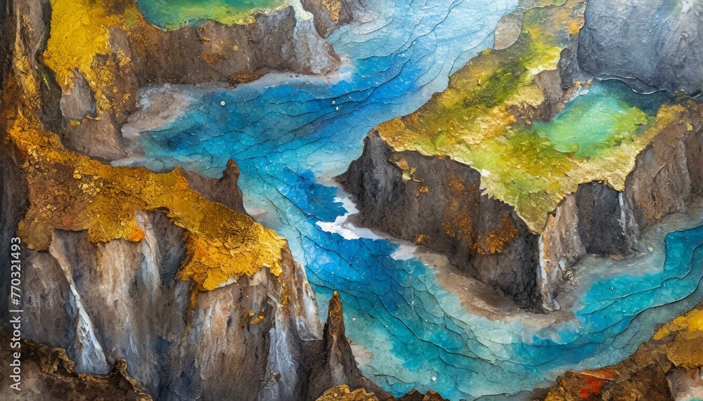 Naklejka premium A detailed map of a fantasy world, with hidden realms and mysterious locations.