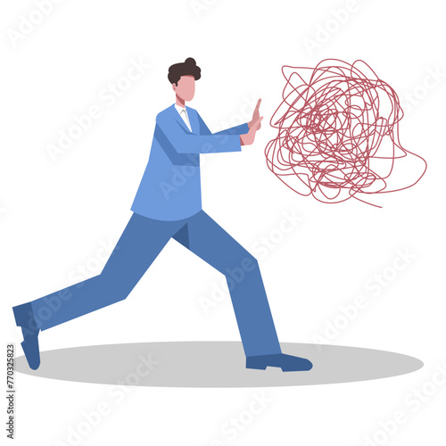 Business people fight problems, solve problems, hold back anger, think positively, work hard, business, work. suitable for business themes. flat vector illustration.