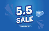 5.5 super sale banner, blue background,
