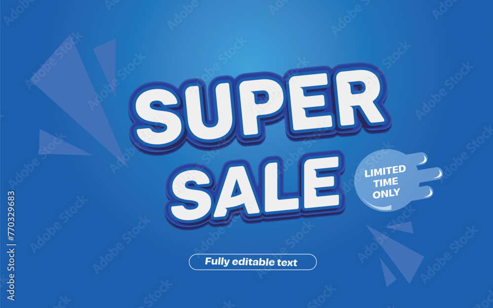 Super Sale banner, blue background,