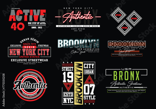 Set typography vector for print t shirt and hoodie apparel design, american streetwear t-shirt design,urban t-shirt designs bundle, american poster graphic geometry, stock vector, american merchandise