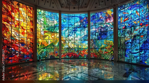 Detailed Colorful Huge Stained Glass.