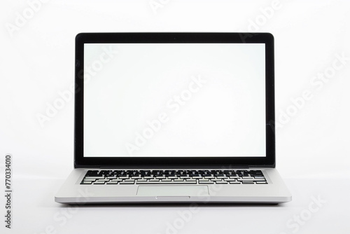 Laptop blank screen on white background.