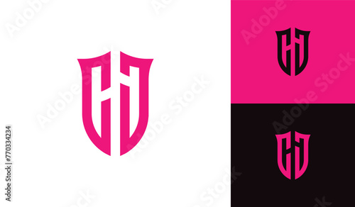 Letter CJ shield initial esport logo design