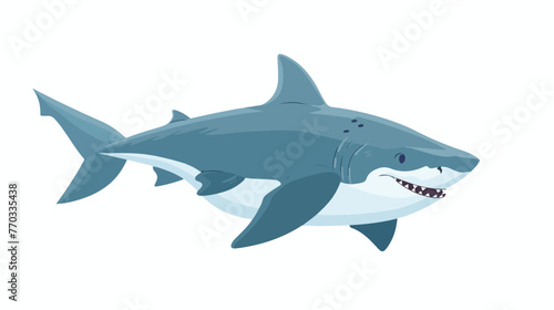 Funny comic shark flat vector isolated on white background