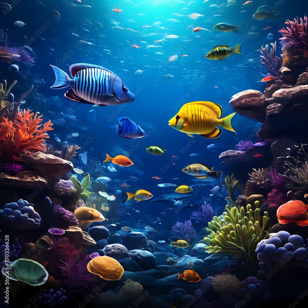 Naklejka premium coral reef with fish