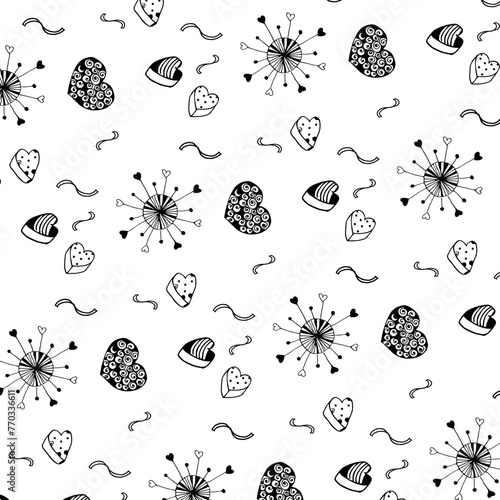 Pattern con cuori neri astratti misti