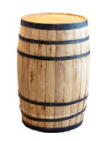 Wooden barrel isolated on white background. Clipping path included