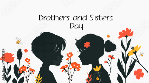 Design for celebration of brothers and sisters day  May 2nd. celebration of brothers and sisters day modern minimalist design. featuring silhouettes of boys and girls. silhouette of little boy  