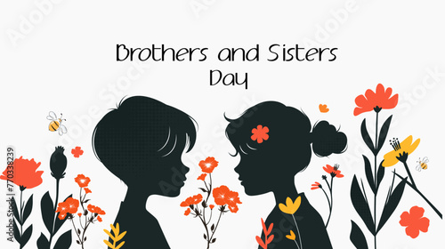 Design for celebration of brothers and sisters day, May 2nd. celebration of brothers and sisters day modern minimalist design. featuring silhouettes of boys and girls. silhouette of little boy	
