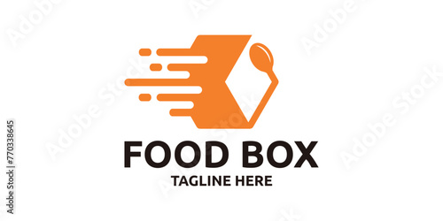 creative food box logo design, delivery, food, fast, logo design template, symbol, icon, vector, creative idea.