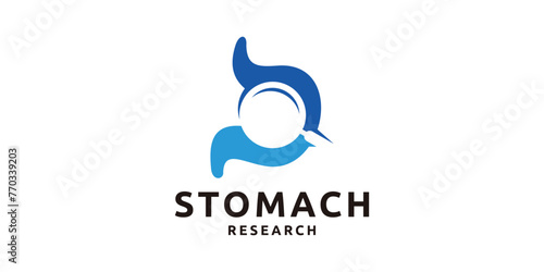 Fototapeta Naklejka Na Ścianę i Meble -  creative logo design search for stomach disease, logo design for stomach and magnifying glass, logo design technology template, symbol, icon, vector, creative idea.