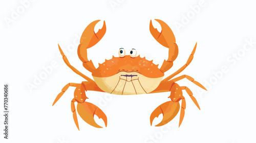 Cartoon happy crab on white background flat vector isolated