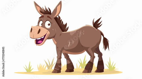 Cartoon happy donkey showing ass flat vector isolated