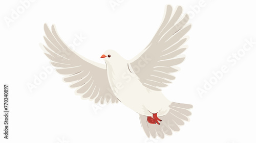 Cartoon happy dove flat vector isolated on white background