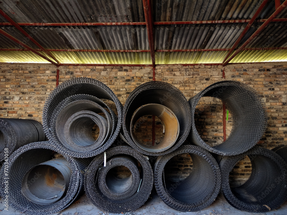 Metal wire mesh at a factory
