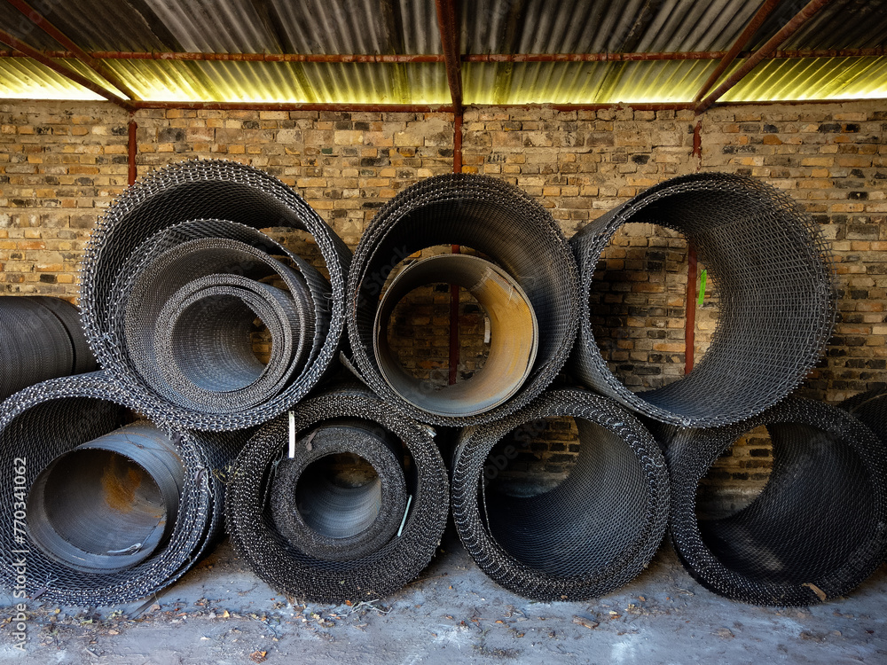 Metal wire mesh at a factory