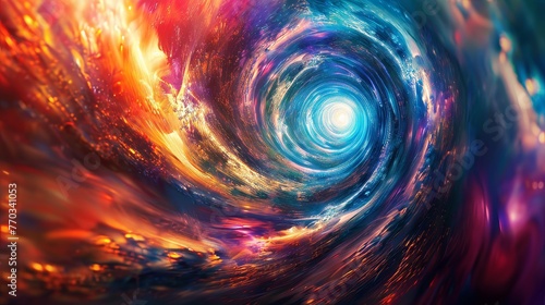 A swirling vortex of light and colors, representing the ever-evolving journey of self-expression. 