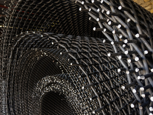 Obraz na płótnie Metal wire mesh at a factory w salonie