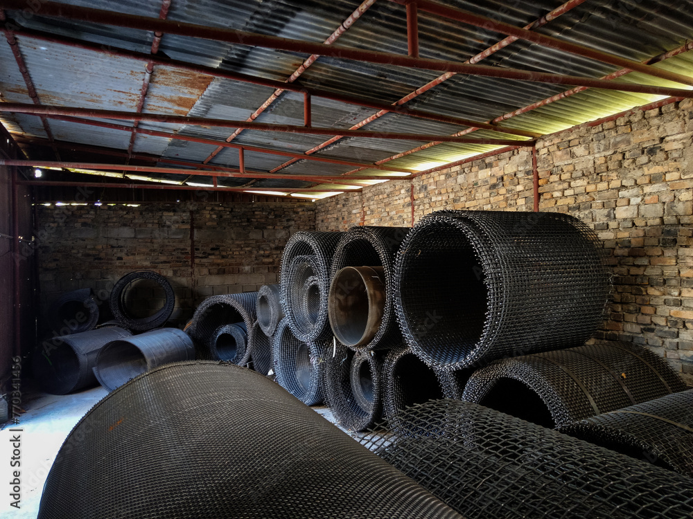 Metal wire mesh at a factory