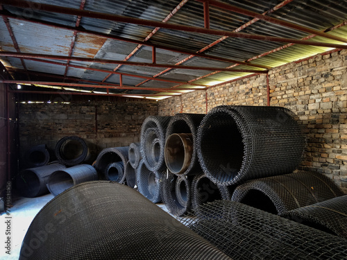 Obraz na płótnie Metal wire mesh at a factory w salonie