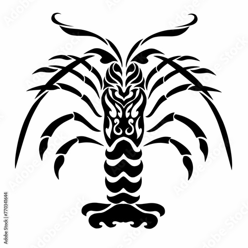 Illustration vector graphics of tribal art of black lobster shrimp on a white background