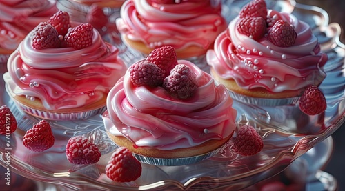 delicious desserts in the shape of buns and pies, in the style of light red and magenta, rococo extravagance, wet-on-wet blending, porcelain, norwegian nature, photobashing, flickr photo