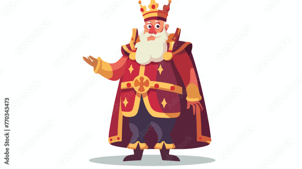 Cartoon king standing on white background flat vector