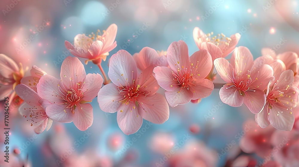 Magical Cherry Blossoms with Shimmering Light