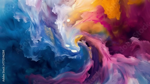 Frenzied bursts of vivid colors swirling and colliding in a hypnotic display of abstract art. photo
