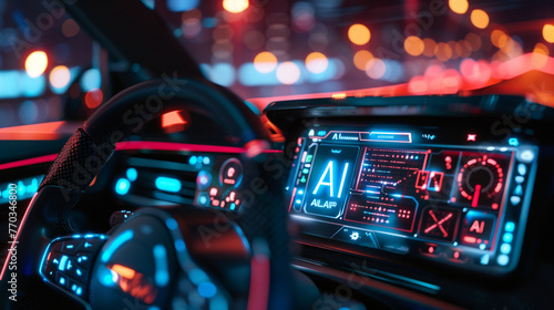 dashboard panel of AI powered car, AI technology AI concept  © Dream Clicks