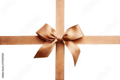 Beige ribbon bow, cut out