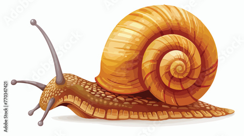 Cartoon snail isolated on white background flat vector