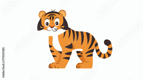 Cartoon tiger on white background flat vector isolated