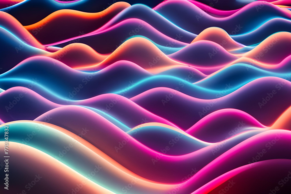 Big Neon Wave Background, vibrant