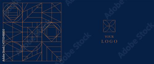 Luxury geometric gold line art and art deco background vector. Abstract geometric banner and elegant art nouveau with delicate. Illustration design for invitation, web banner, vip, decoration. 