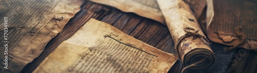 Old mysterious scrolls in a retro setting an ancient Bible revealing the wisdom of Proverbs