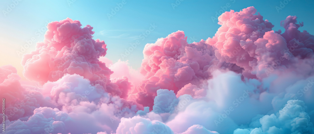 Fluffy cotton candy creation, pastel clouds, sweet whimsy