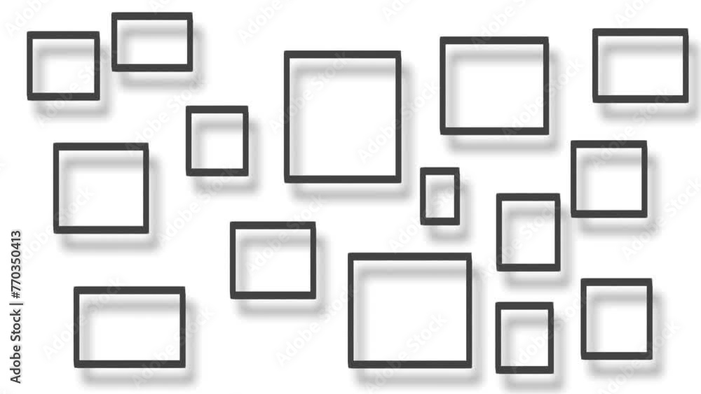 Rectangles or frames flash on the screen, either decreasing or increasing in size, or vice versa, becoming large windows. Rectangles or frames flash on the screen, either decreasing or increasing in size, or vice versa, becoming large windows.