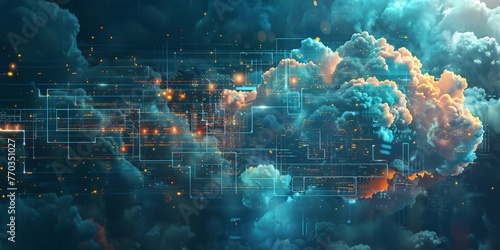 Cloud computing and digital networks interlace, crafting the backbone of modern cyber infrastructure
