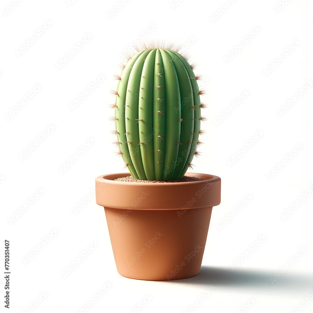Green Cactus Illustration on a White Background Green Cactus Illustration on a White Background